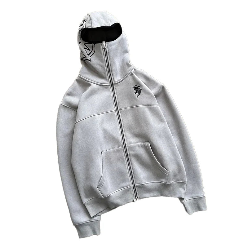 Herrenbekleidung Zip Up Hoodie Vintage Casual Muster Übergröße Hip Hop Punk Streetwear Kleidung neu in Hoodies & Sweatshirts
