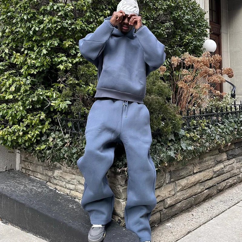 Männlichen Herbst Neue 2 Stück Set Casual Solide Paar der Mit Kapuze Sweatshirt Lose Jogginghose Jogging Sweatshirt Hosen Outfits Anzüge