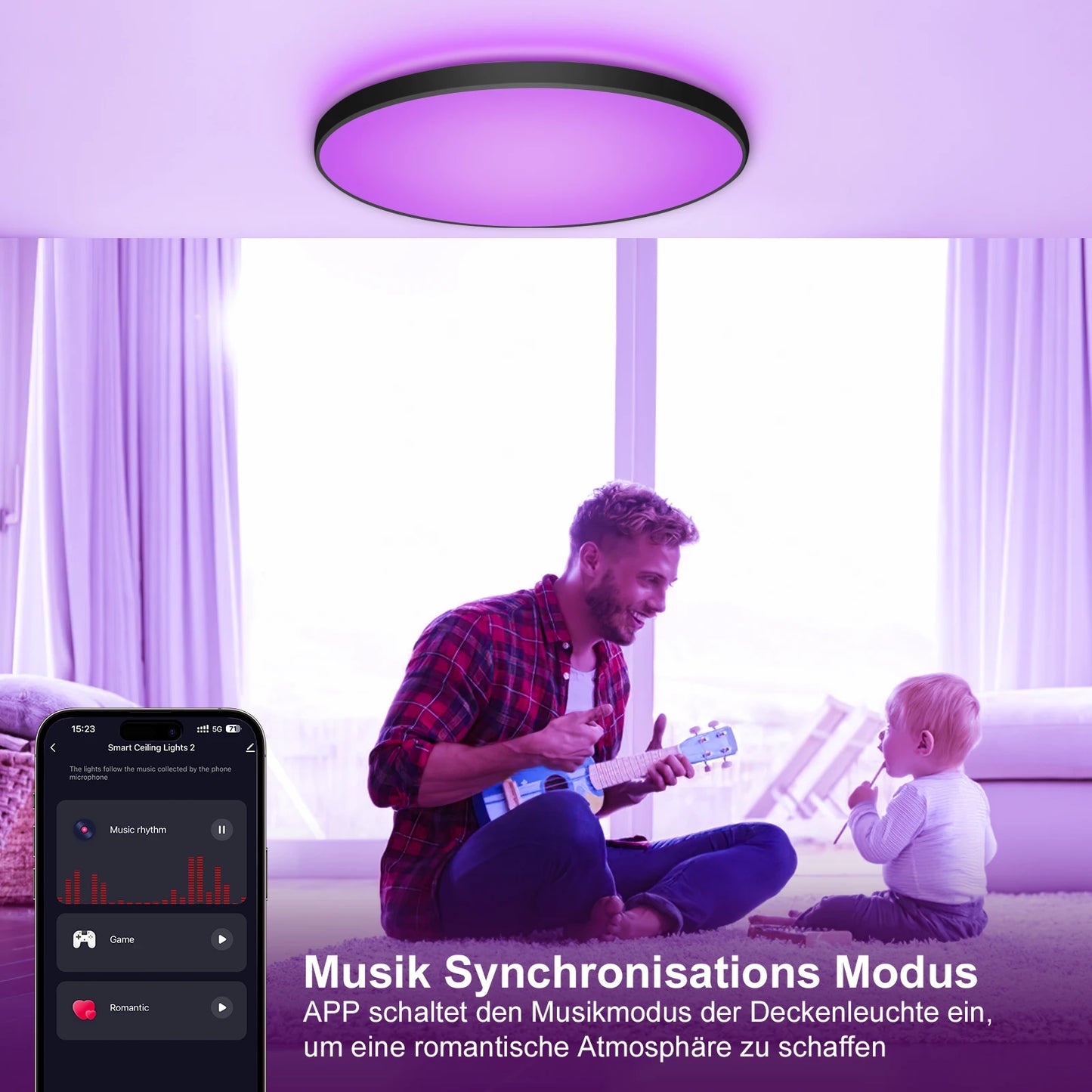 smart RGB LED Deckenlampe mit Fernbedienung App gesteuert