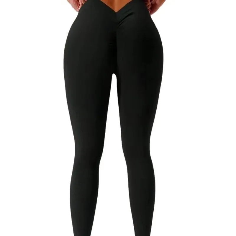 Damen Leggings mit Leopardenmuster und V-Taille, halblange, schlanke Leggings, Stretch, hohe Taille, Hüftlifting, sexy Yoga-Strumpfhose, Fitnessstudio, Laufsporthose