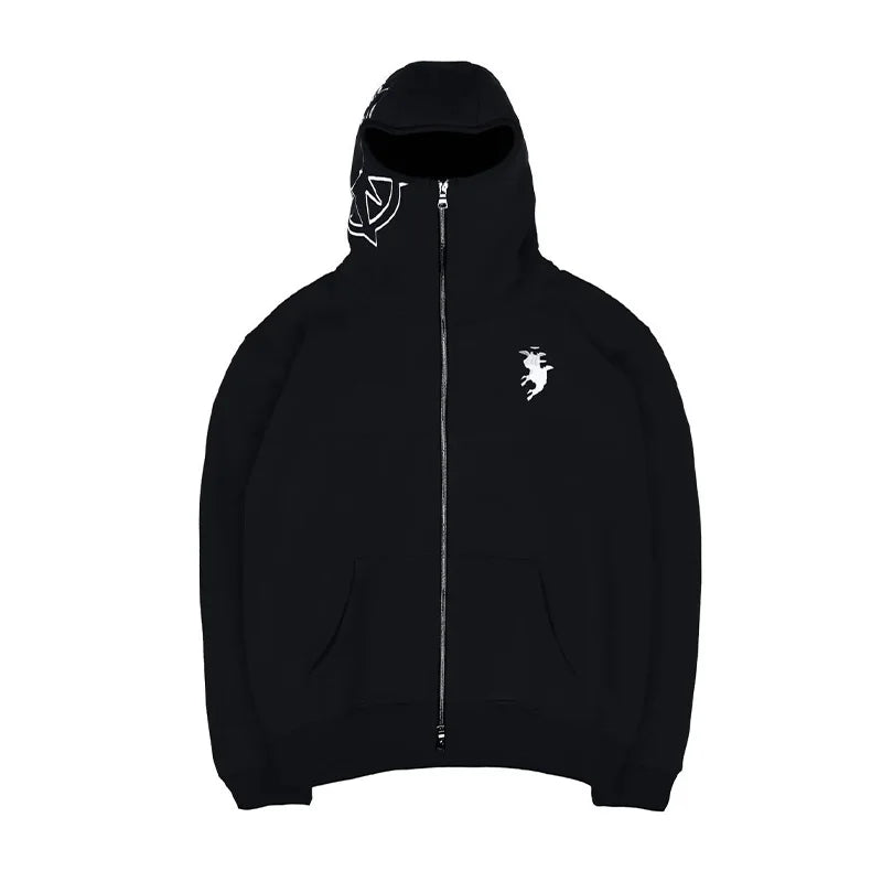 Herrenbekleidung Zip Up Hoodie Vintage Casual Muster Übergröße Hip Hop Punk Streetwear Kleidung neu in Hoodies & Sweatshirts