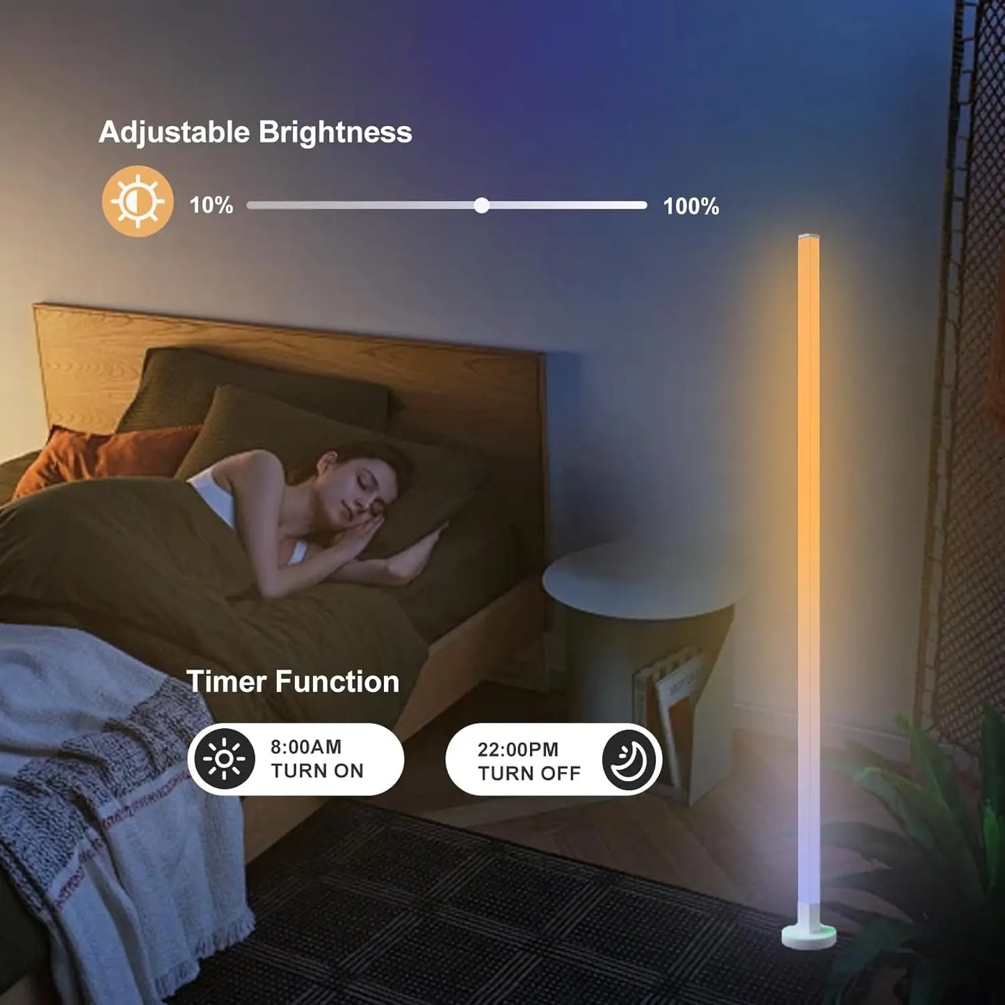 RGB LED Stehlampe mit Fernbedienung & Timer Dimmbar, Mehrfarbig, für Wohnzimmer & Schlafzimmer