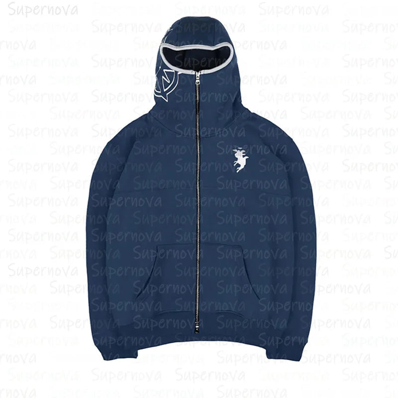 Herrenbekleidung Zip Up Hoodie Vintage Casual Muster Übergröße Hip Hop Punk Streetwear Kleidung neu in Hoodies & Sweatshirts