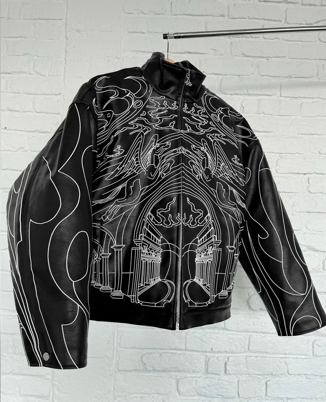 Retro Schwarze Lederjacke Übergroße Lose Verdickte Y2k Reißverschlussjacke Hip Hop Goth Rock Männer und Frauen Mäntel Jacken Streetwear