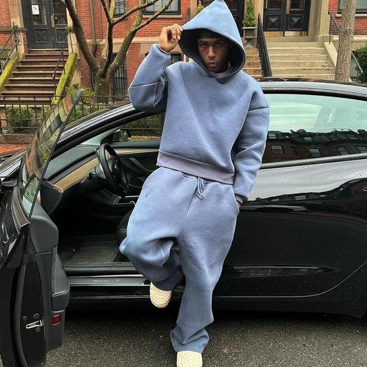 Männlichen Herbst Neue 2 Stück Set Casual Solide Paar der Mit Kapuze Sweatshirt Lose Jogginghose Jogging Sweatshirt Hosen Outfits Anzüge